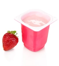coextruded pimulti-layer coextruded pink over white food cup thermoformed food packaging