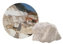 Mined limestone rock
